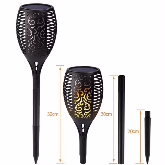 74cm Metal Solar Garden Torch Light with Flickering Flame Effect
