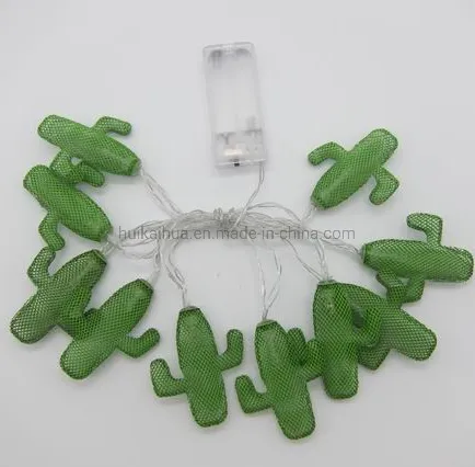 Luce a corda impermeabile a forma di cactus in metallo per decorazioni per feste in giardino all'aperto LED a batteria solare